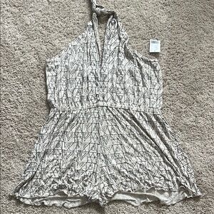 Geometric Patterned Halter Romper